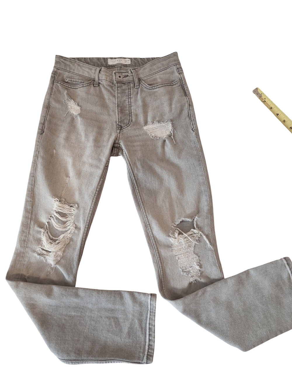 Topman Women's Ripped Light Gray Skinny Jeans